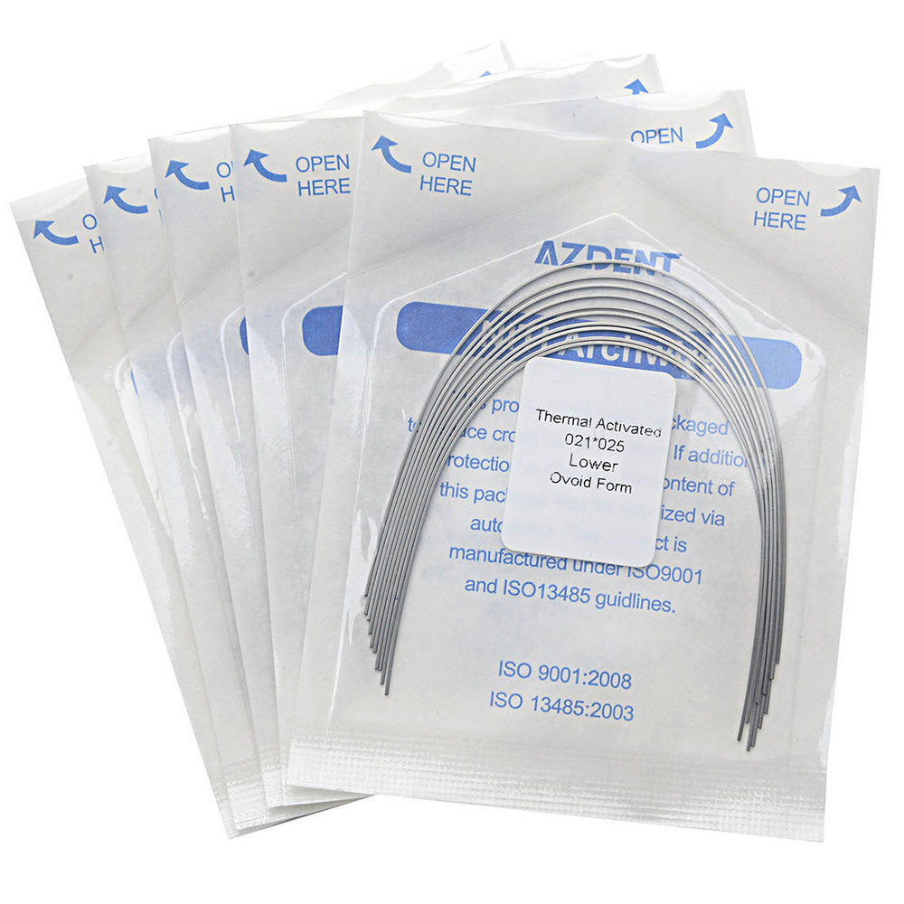 Thermal Active NiTi Archwire Ovoid Form Rectangular 0.021 x 0.025 Lower 10pcs/Pack