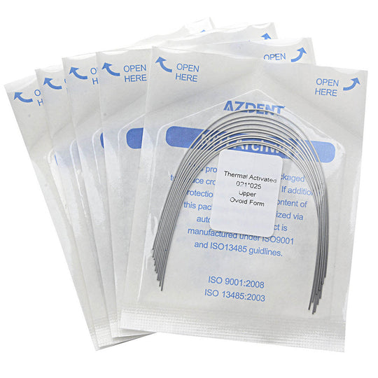 Thermal Active NiTi Archwire Ovoid Form Rectangular 0.021 x 0.025 Upper 10pcs/Pack