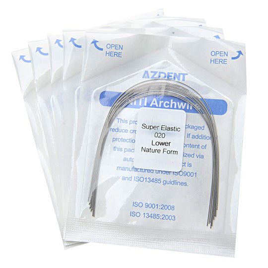 Arch Wire NiTi Super Elastic Natural Round 0.020 Lower 10pcs/Pack