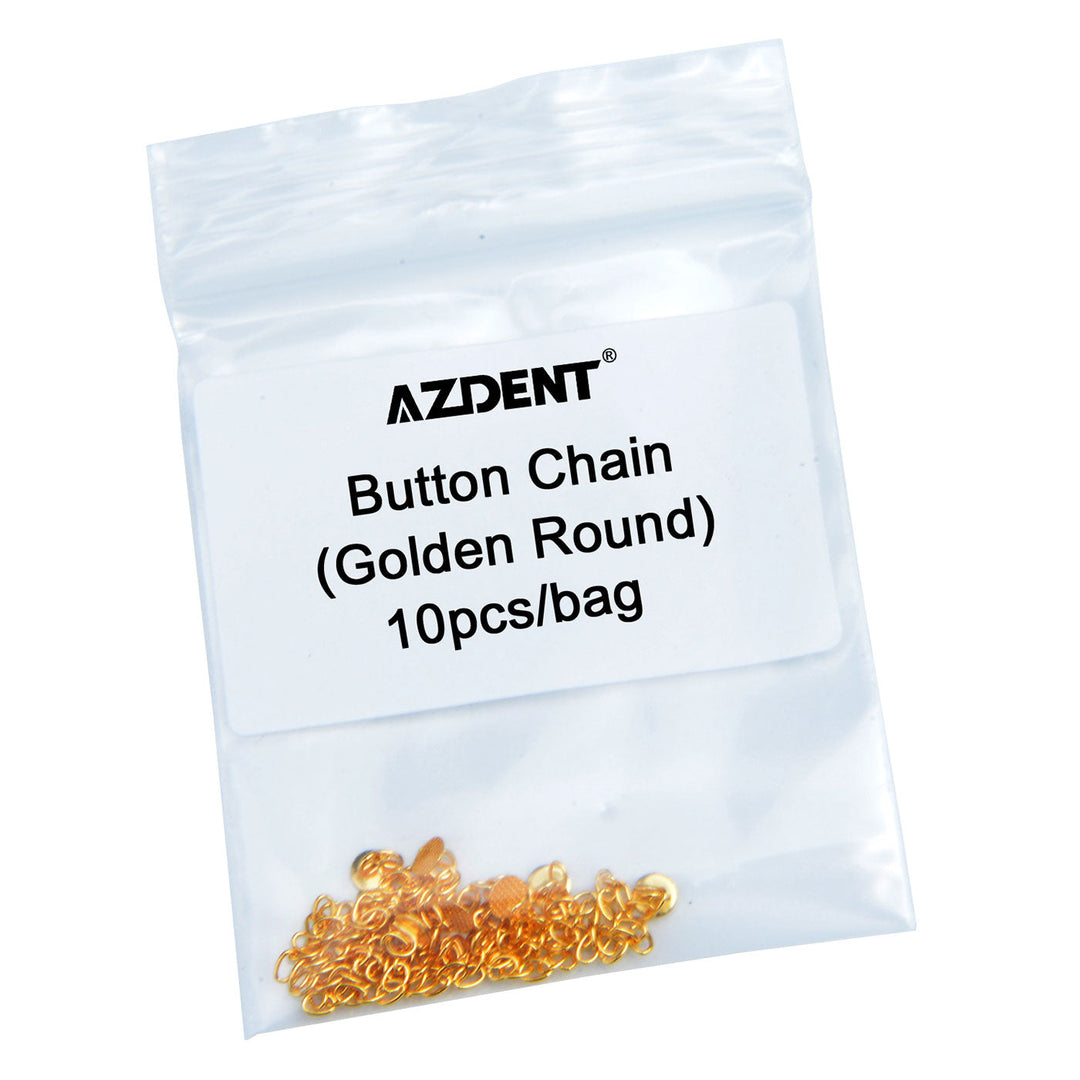 Dental Traction Chain Gold Plated Round Buttons with Chain 10/Bag