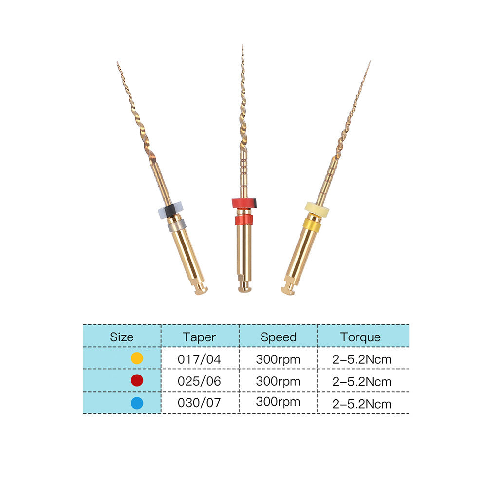 Dental NiTi Rotary Engine Files Assorted X1-X3 25mm 3pcs/Pack