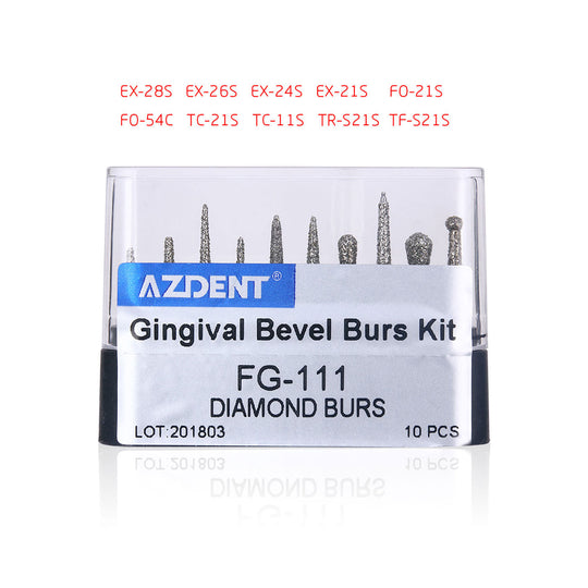 Dental Diamond Bur FG-111 Gingival Bevel Burs Kit 10pcs/Kit