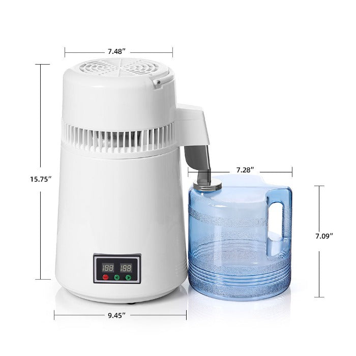 Water Distiller Stainless Steel Plastic Bucket Double Screen Button with Adjustable Temperature 4L