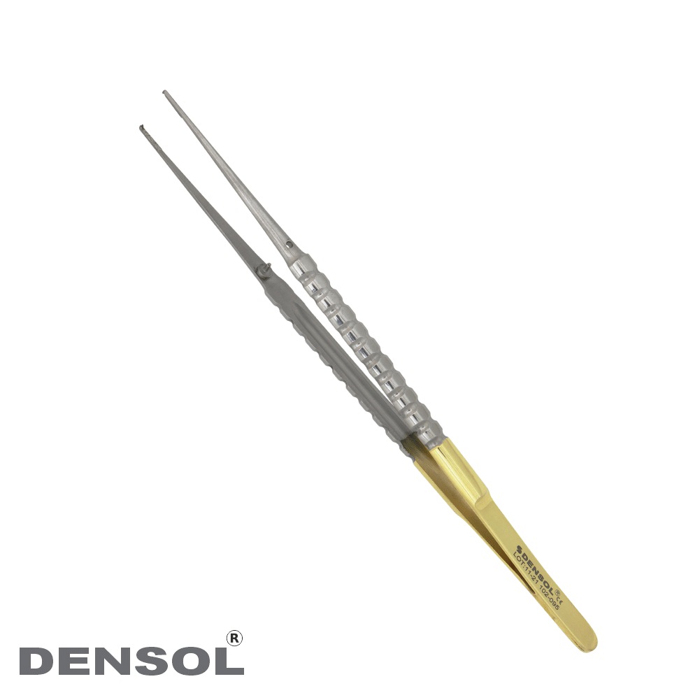 [102-095] Micro 1mm Diamond Dusted Dental Tissue Forceps with Rat-Tooth Tips - 18cm