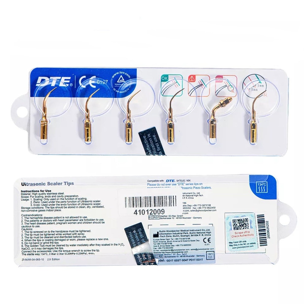 [41012009] Woodpecker Dental Ultrasonic Piezo Scaler Tips Set for DTE D5 LED