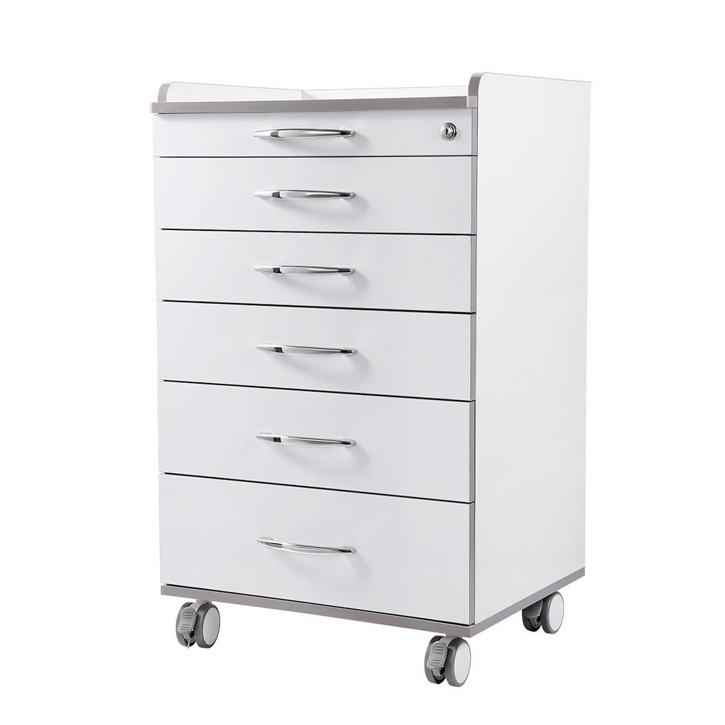 [117002012] Dental NW-P4 Acrylic Mobile Cabinet Cart Five Drawers & Two Instrument Tray