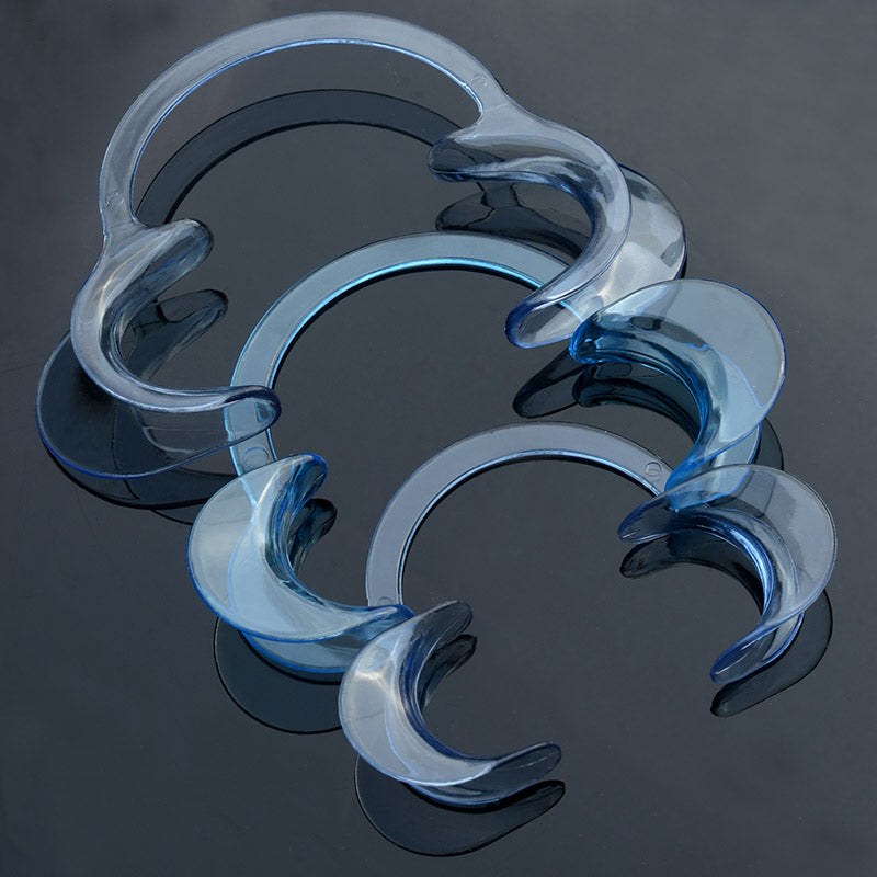 Divaricatori per guance dentali, apri bocca, tipo C, trasparenti, blu, piccoli, 10 pezzi (Large / 10 Pieces)