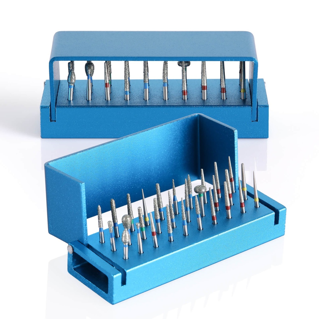 [1590900322] Bloco desinfetante para brocas dentárias, suporte para peça de mão de alta rotação, azul, 30 furos. (Burs Disinfection Holder / 1 Piece)