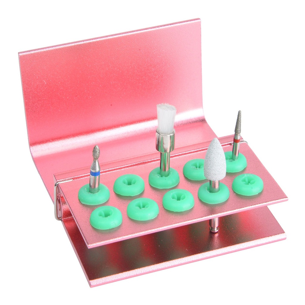 [1590100501] Dental Burs Holder Block 10 Holes with Silicon Cover FG RA Autoclavable (Burs Holder Block / 1 Piece)