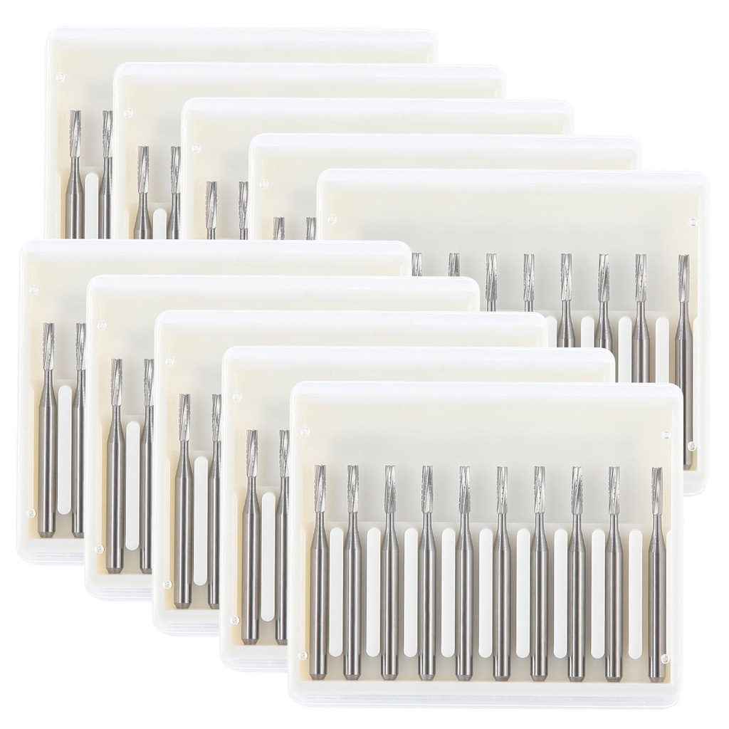 [1300500002] Dental Carbide Bur FG #557 Straight Fissure Crosscut 10/Box (Friction Grip (FG) / FG #557 / 1 Box(10pcs))