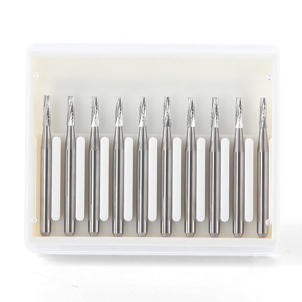 [1300500008] Dental Carbide Bur FG #701 Flat End Taper Fissure Crosscut 10pcs/Box (Friction Grip (FG) / FG #701 / 1 Box (10 pcs))