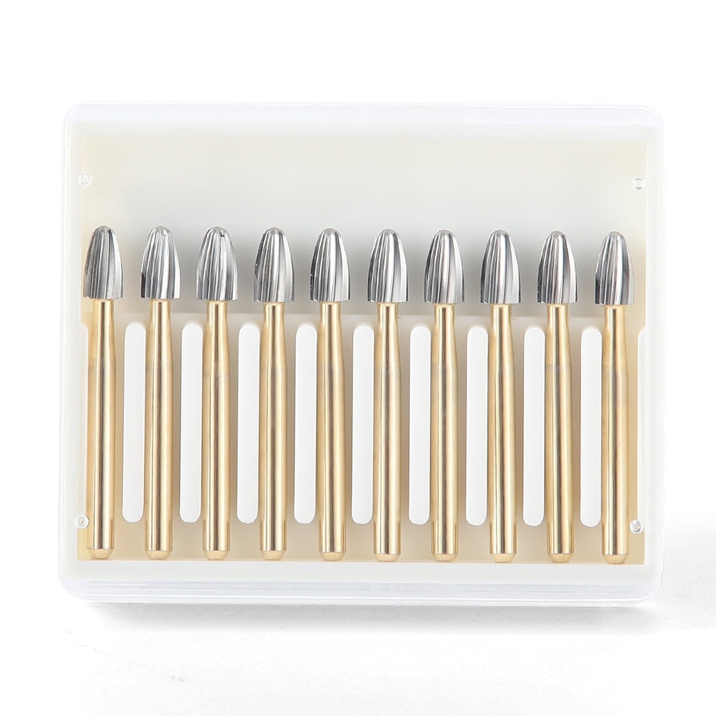 [1300500024] Dental Carbide Burs FG 7408 Egg Shaped Trimming & Finishing 10pcs/Box (Trimming & Finishing / FG 7408 / 1 Box (10 PCS))
