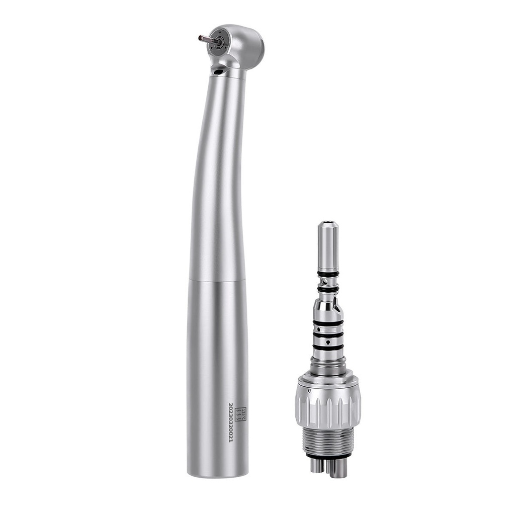 [122003005] Dental LED Fiber Optic High Speed Handpiece Standard Head Push Button Three Water Spray / 4 or 6 Holes Quick Coupler (Handle & 4 Holes Quick Coupler / 1 Pc)