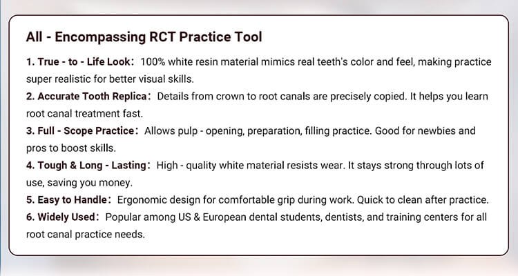 [132002054] Dental Endo Teeth Model White Root Canal Practice Block RCT Study Training Teaching 5Pcs/Set (16# / 1 Set)