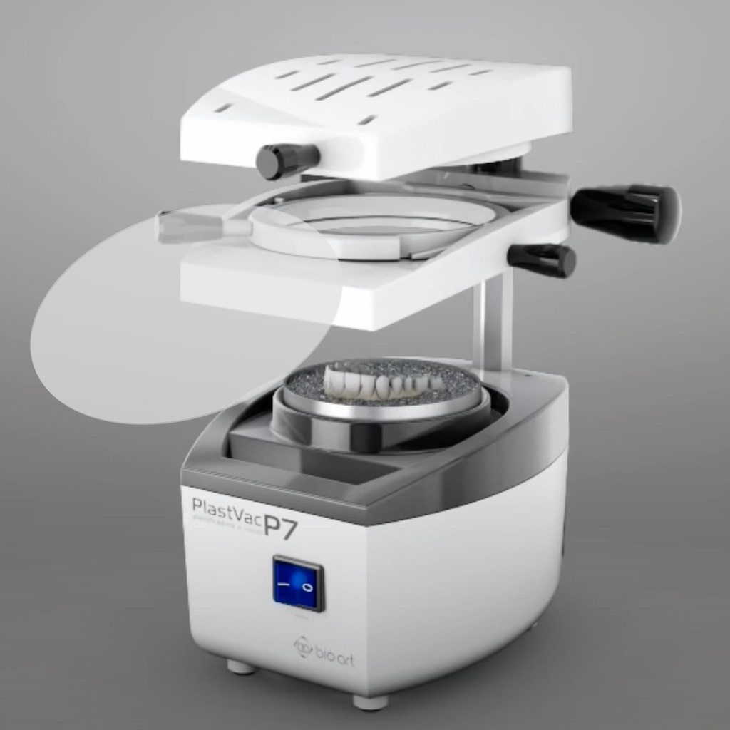 Bio-Art Dental-Vakuumformplatte, rund, φ134 mm, Schienen-Thermoformung, Hartkristallplatten 0,3/0,75/1,0 mm (Hard Crystal Sheet / Round φ134mm / PET-G 0.75mm - 5/Pk)