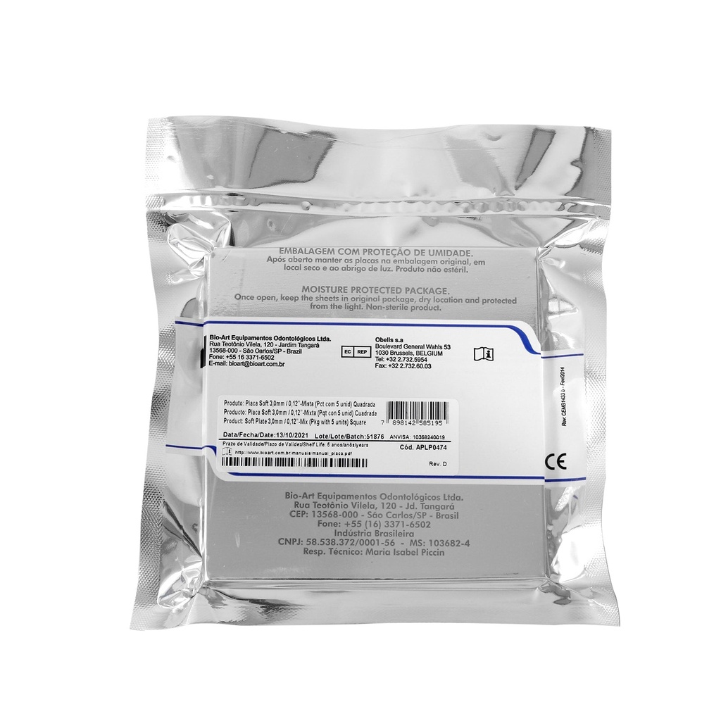 Bio-Art Dental Vacuum Forming Soft Plate Square 5"x5" Splint Thermoforming Material EVA (Soft Plate - EVA / Square 126mm x 126mm / 1.0mm Clear - 10/Pk)