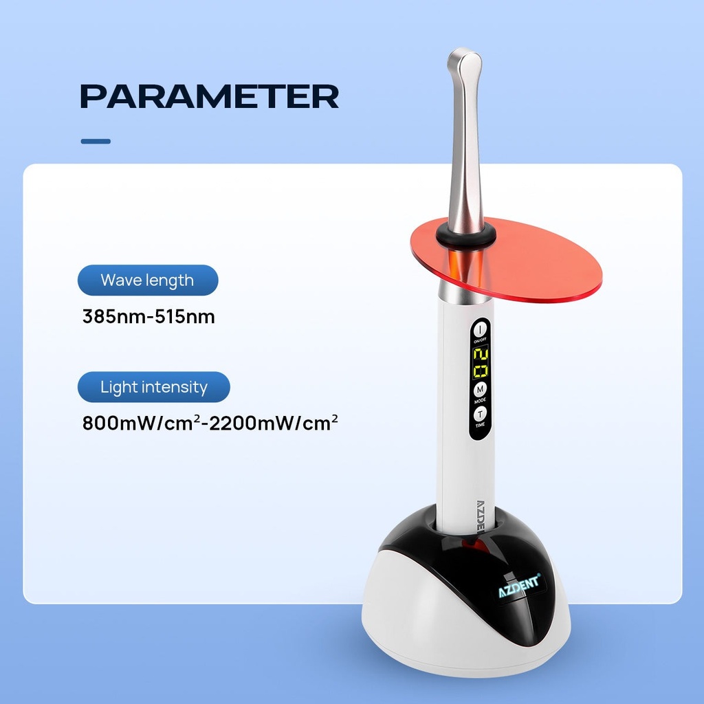 Lampe à polymériser dentaire LED sans fil 2200 mW/cm², polymérisation en 1 seconde, 3 modes (1 Pc)