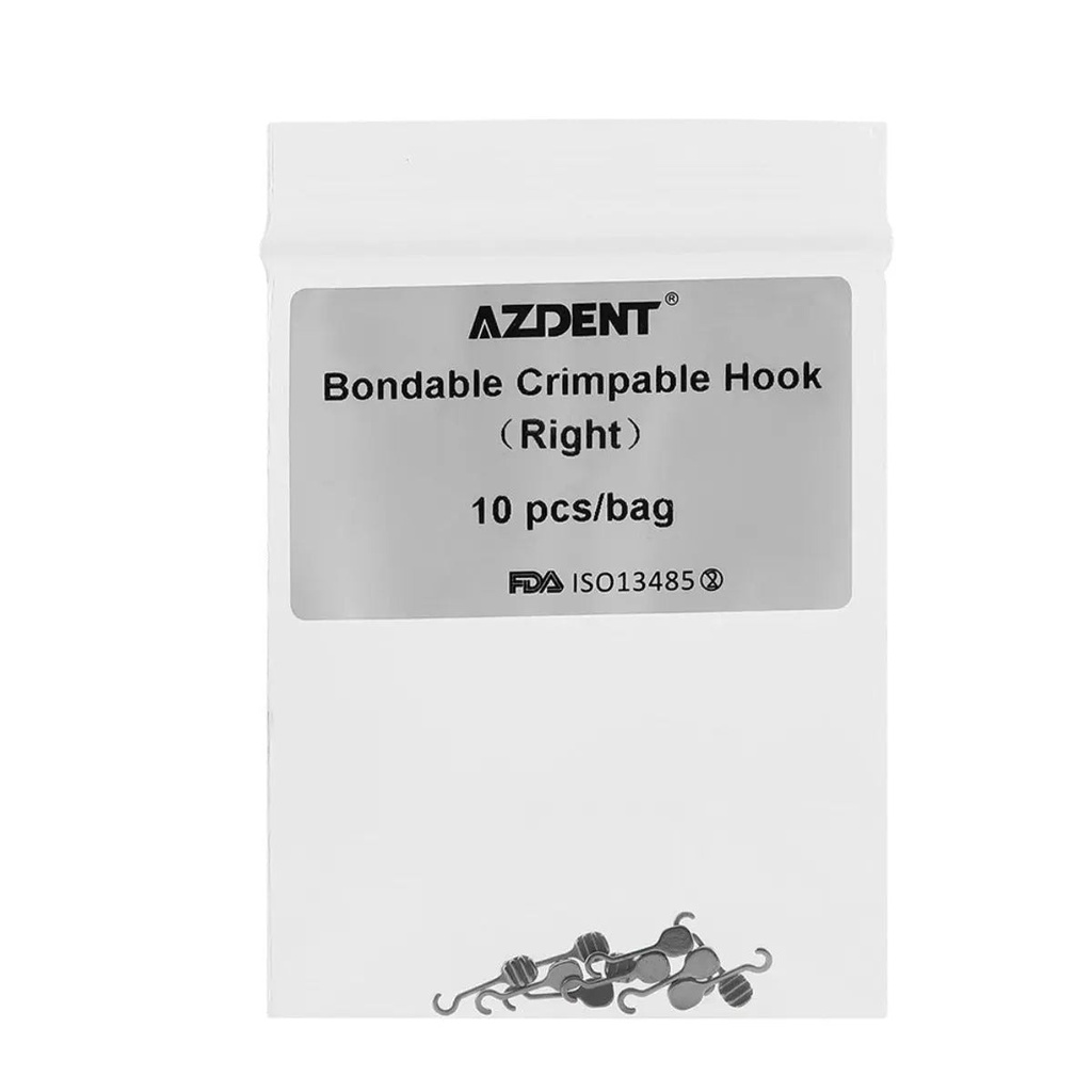 Ganchos longos de aço inoxidável para ortodontia, ajustáveis por crimpagem - Direito/Esquerdo - Pacote com 10 unidades (Left / 1 Bag)