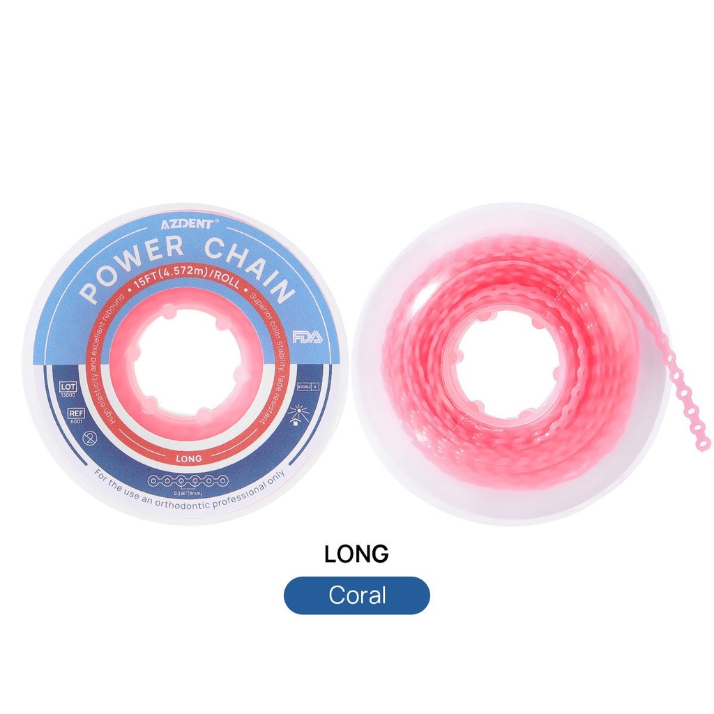 Dental Orthodontic Colored Elastic Power Chain 15 Ft/Spool 10 Colors (Continue / 12#Clear / 1 Roll)