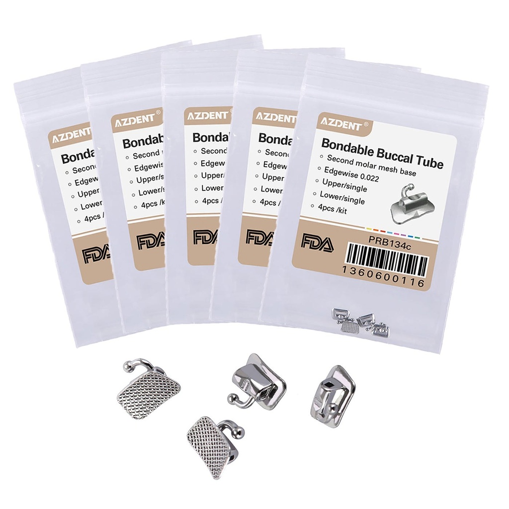 Buccal Tube 2nd Molar Bondable Non-convertible Single Edgewise 0.022 4/Bag (2nd Bondable Non-Conv / Edgewise 0.022 U1L1 / 10 Bags(40 PCS))