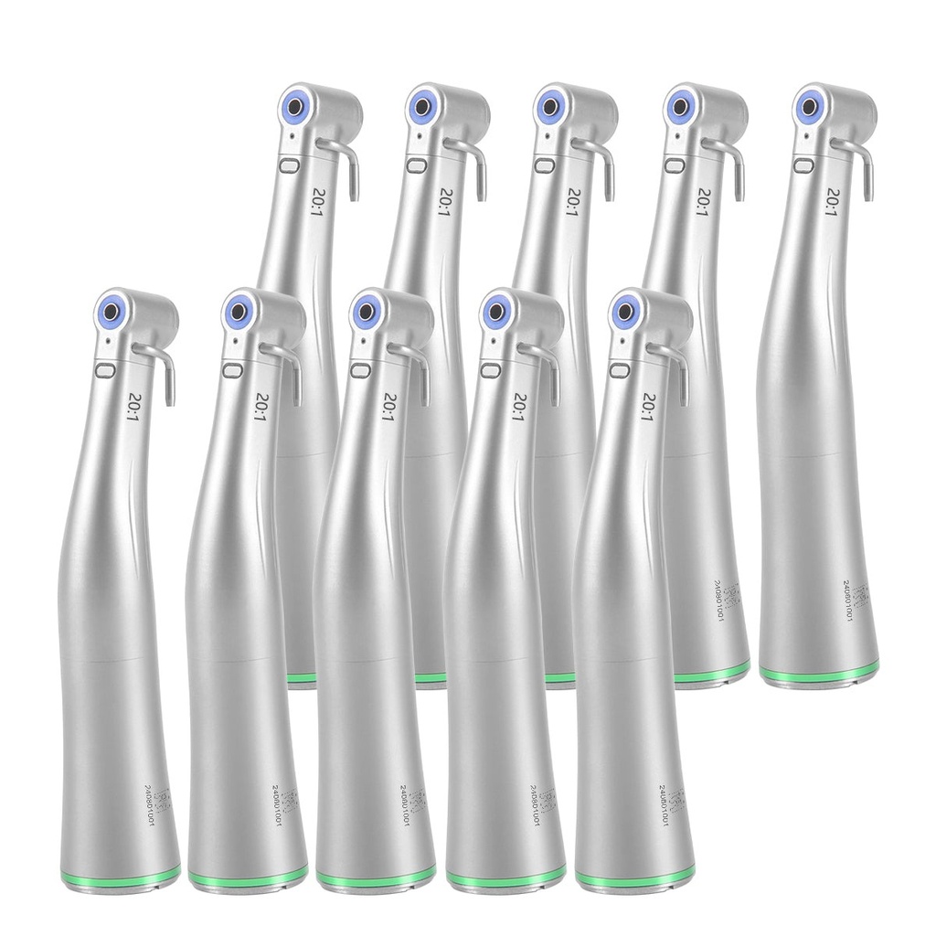 Dental LED Fiber Optic 20:1 Implant Contra Angle Low Speed Handpiece Push Button Stainless Steel Body (Implant Handpieces / 1 Pc)