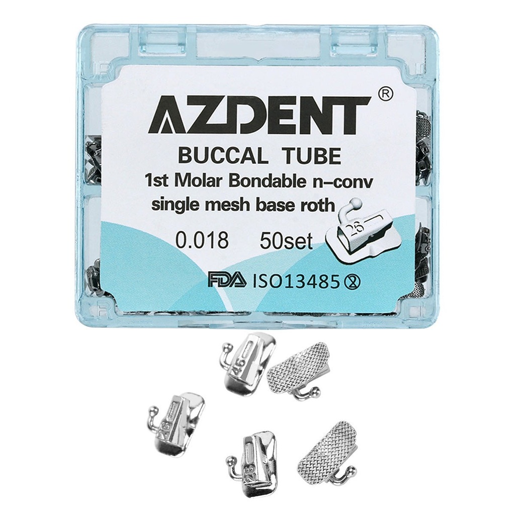 Buccal Tube 1st Molar Bondable Split Non-Convertible Roth 0.018 50Sets/Bx (UR UL LL & LR)