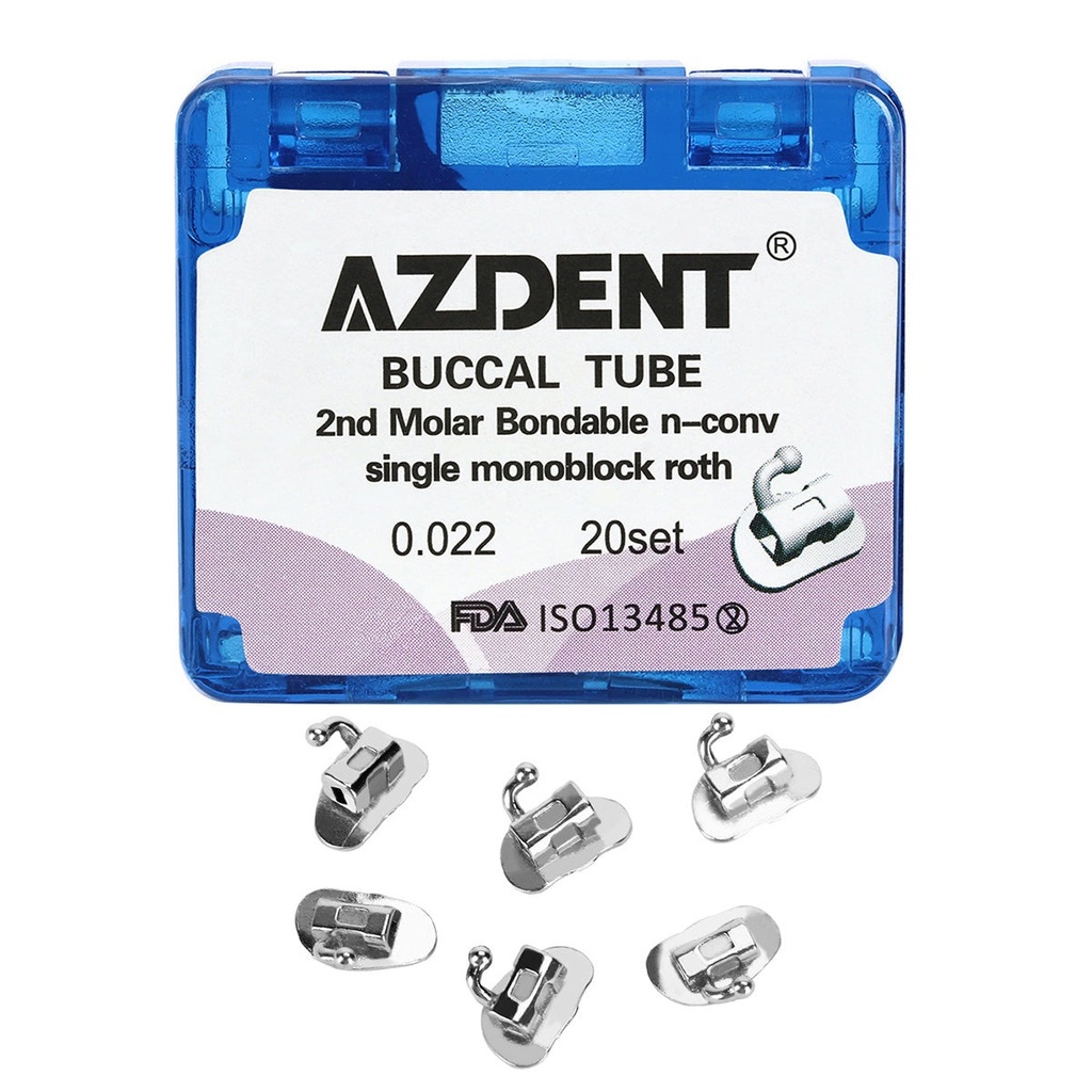 Buccal Tube 2nd Molar Bondable Monoblock Non-convertible Roth 0.022 20Sets/Bx