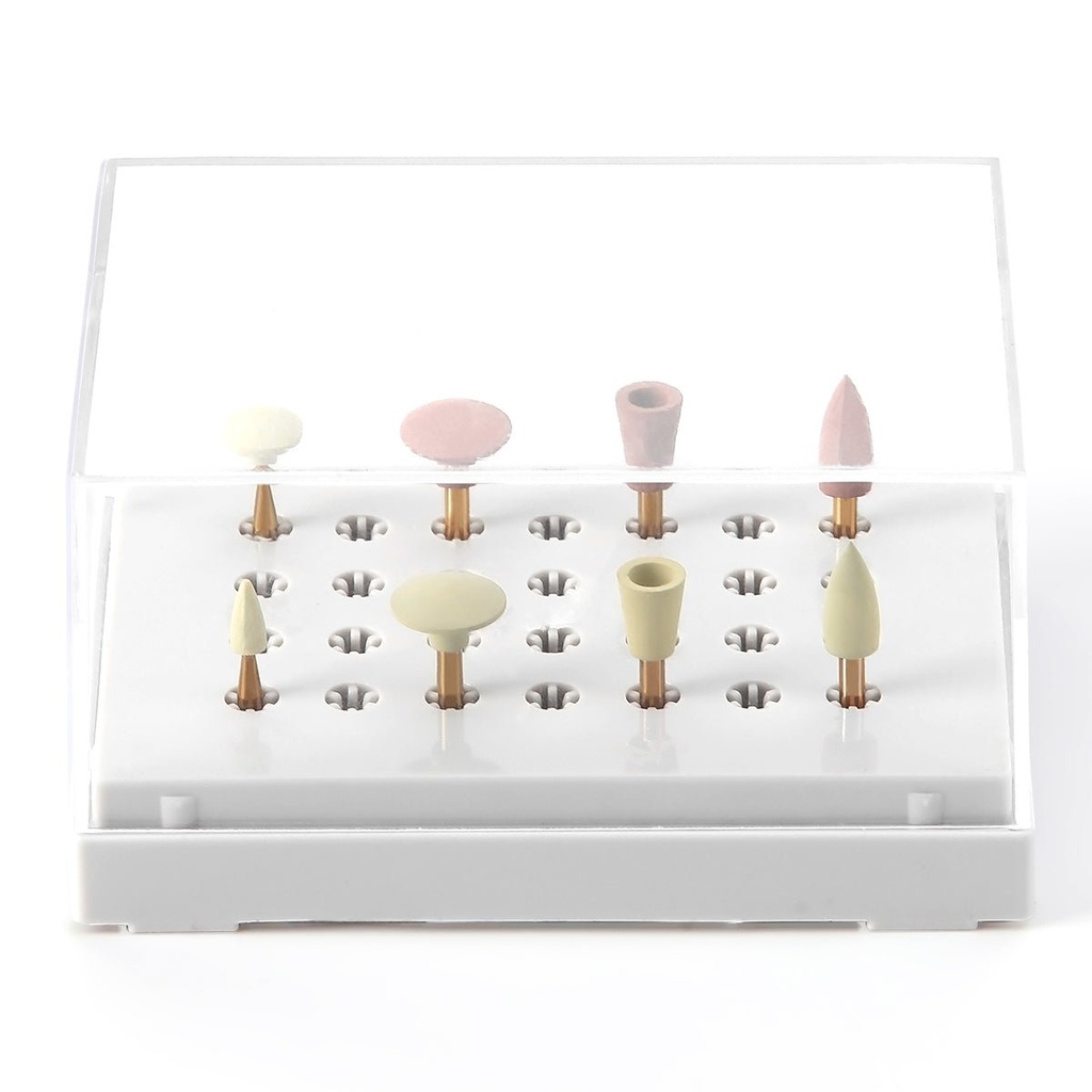 Dental Zirconia Grinding and Polishing Kit Ceramic/ Rubber Diamond Polishers for Contra Angle Handpiece RA2.35mm 8pcs/Box