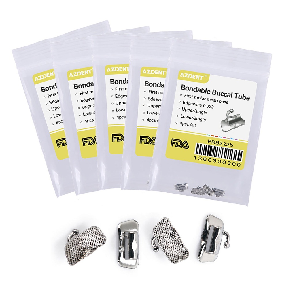 Buccal Tube 1st Molar Bondable Non-Convertible Edgewise 0.022 4/Bag (1st Bondable Non-Conv / Edgewise 0.022 U1L1 / 10 Bags(40pcs))