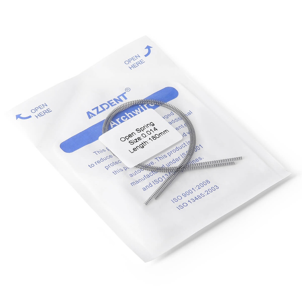 Ressort dentaire à spires ouvertes en alliage NITI 0,014*180 mm, lot de 2 (Open Coil Spring / 0.014"*180mm / 1 Pack (2Pcs))