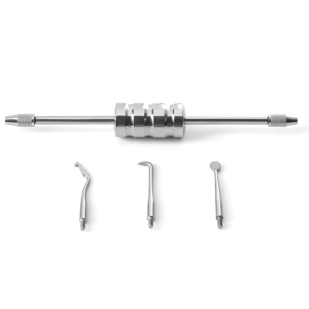 Dental Stainless Steel Manual Crown Remover Kit with 3 Attachments Tips