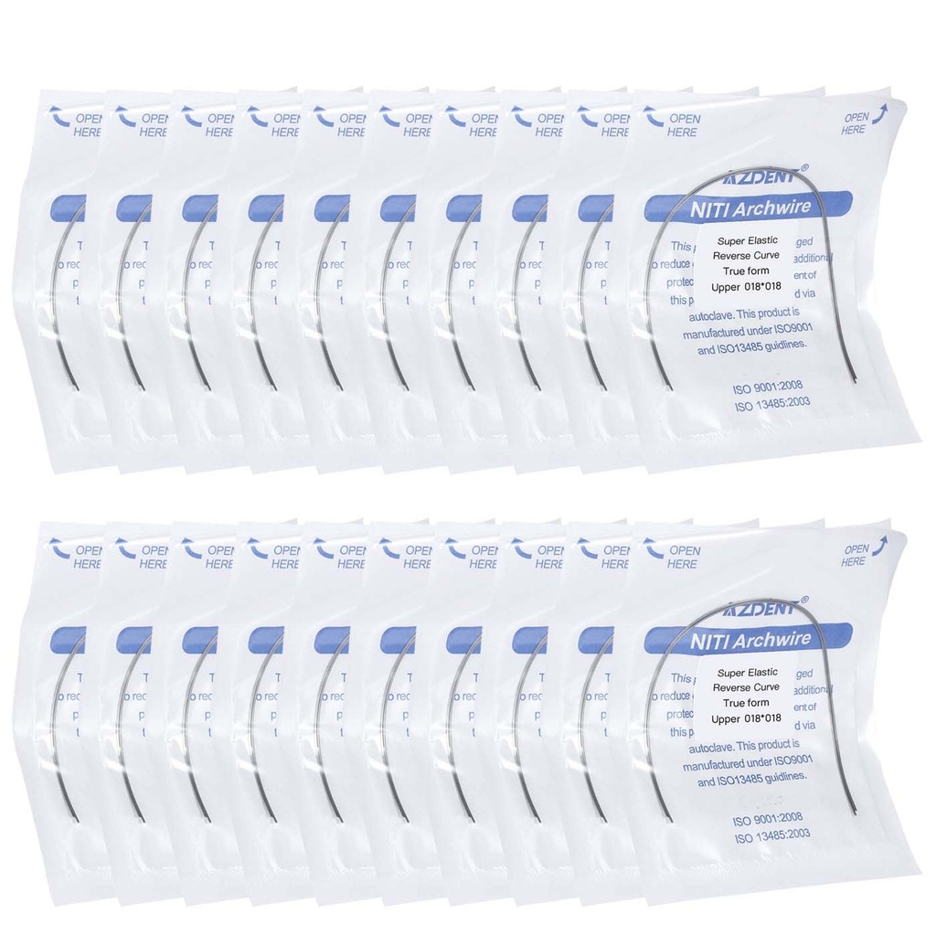 Archwire NiTi Reverse Curve True Form Rectangular 0.018 x 0.018 Upper 2pcs/Pack