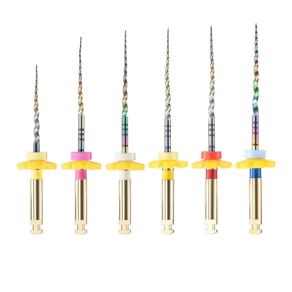 Dental Engine Rotary Super Files Rainbow NiTi Thermal Activation Files 25mm 6pcs/Pack (Rotary NiTi / Super Files Rainbow / 1 Pack)