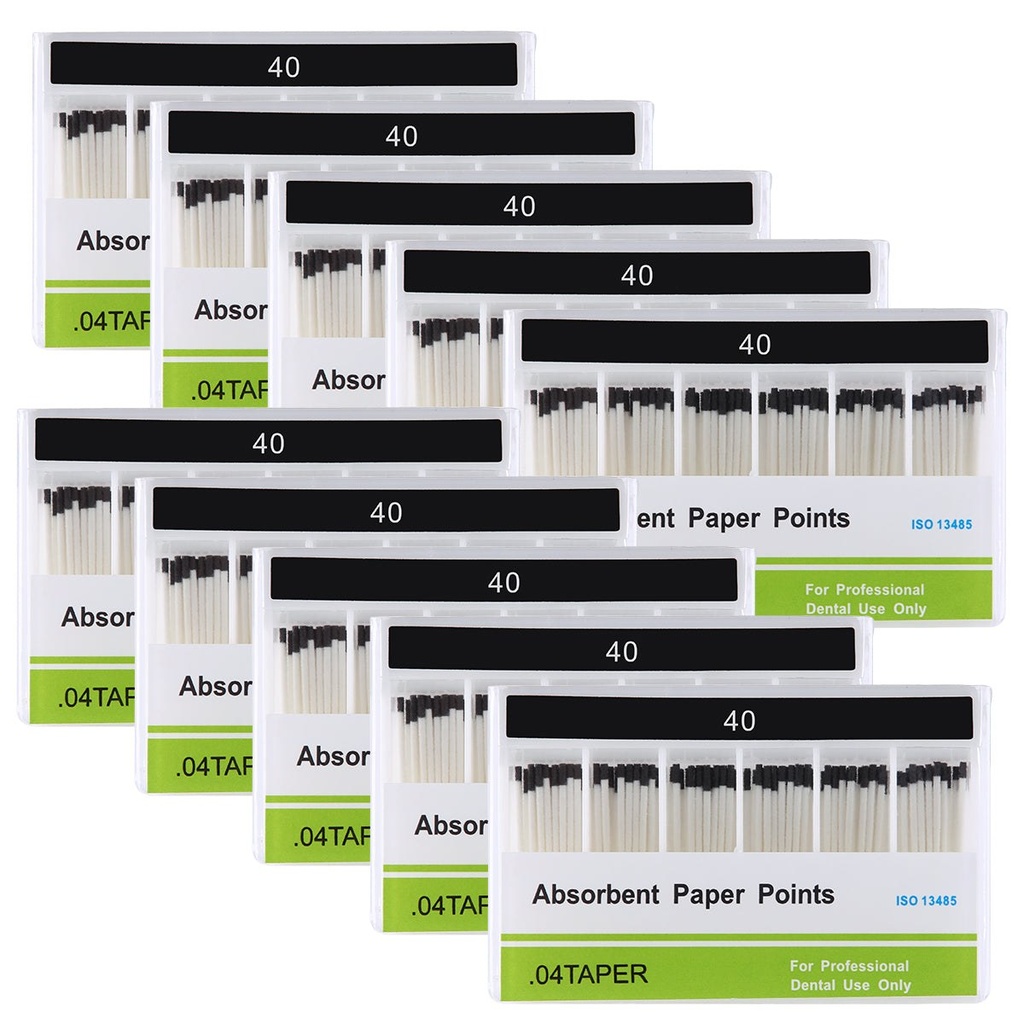 Absorbent Paper Points #40 Taper Size 0.04 Color Coded 100/Box (0.04 / #40 / 1 Pack)