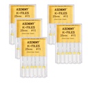 Dental Hand K-Files Stainless Steel 25mm #15 White 6pcs/Box