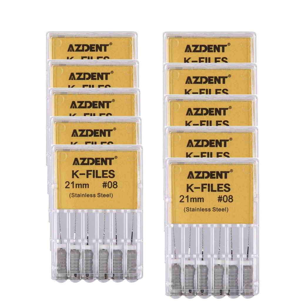 Dental Hand K-Files Stainless Steel Root Canal 21mm #08 6pcs/Box