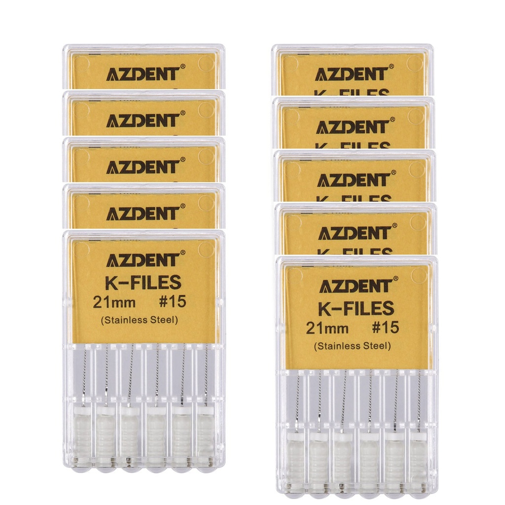Dental Hand K-Files Stainless Steel Root Canal 21mm #15 6pcs/Box