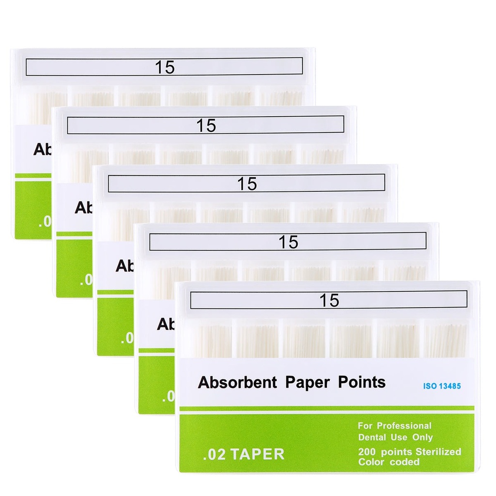 Absorbent Paper Points #15 Taper Size 0.02 Color Coded 200/Box (0.02 / #15 / 1 Pack)