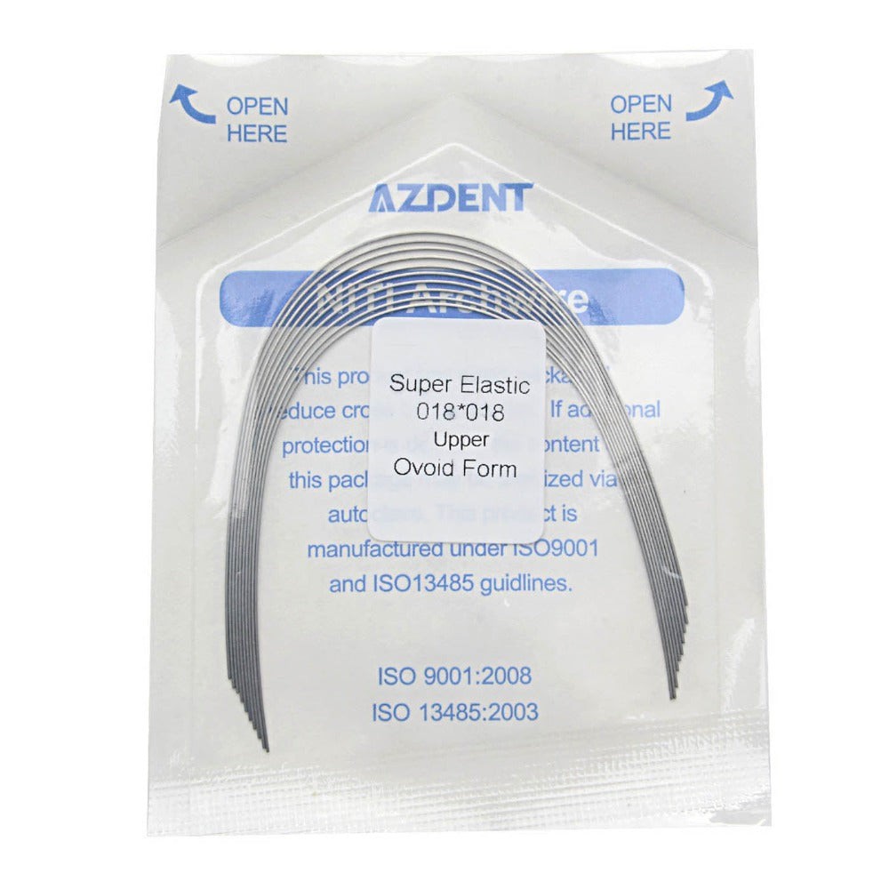 Archwire Niti Super Elastic Ovoid Rectangular 0.018 x 0.018 Upper 10pcs/Pack