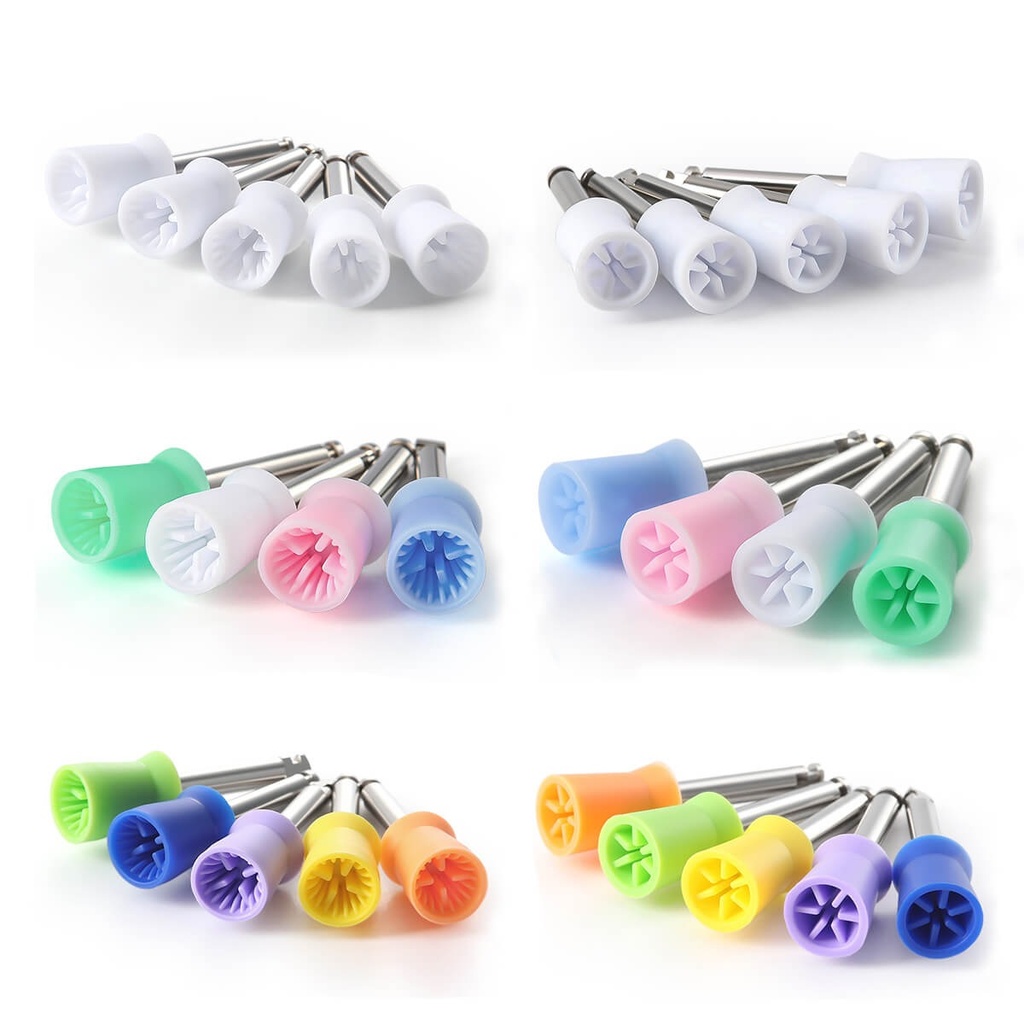 Dental Rubber Polishing Prophy Cup Brushes RA2.35mm For Contra-angle Handpiece 100pcs/Box (Four Pages / Mixed 4 Colors / 1 Box)