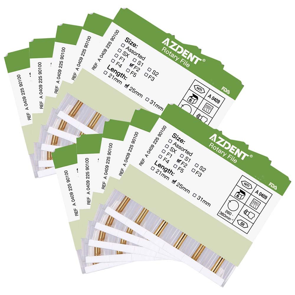 Dental NITI Rotary Engine Files Heat Activated 25mm F2 6pcs/Pk (Rotary NiTi / F2 25mm / 1 Pack(6pcs))