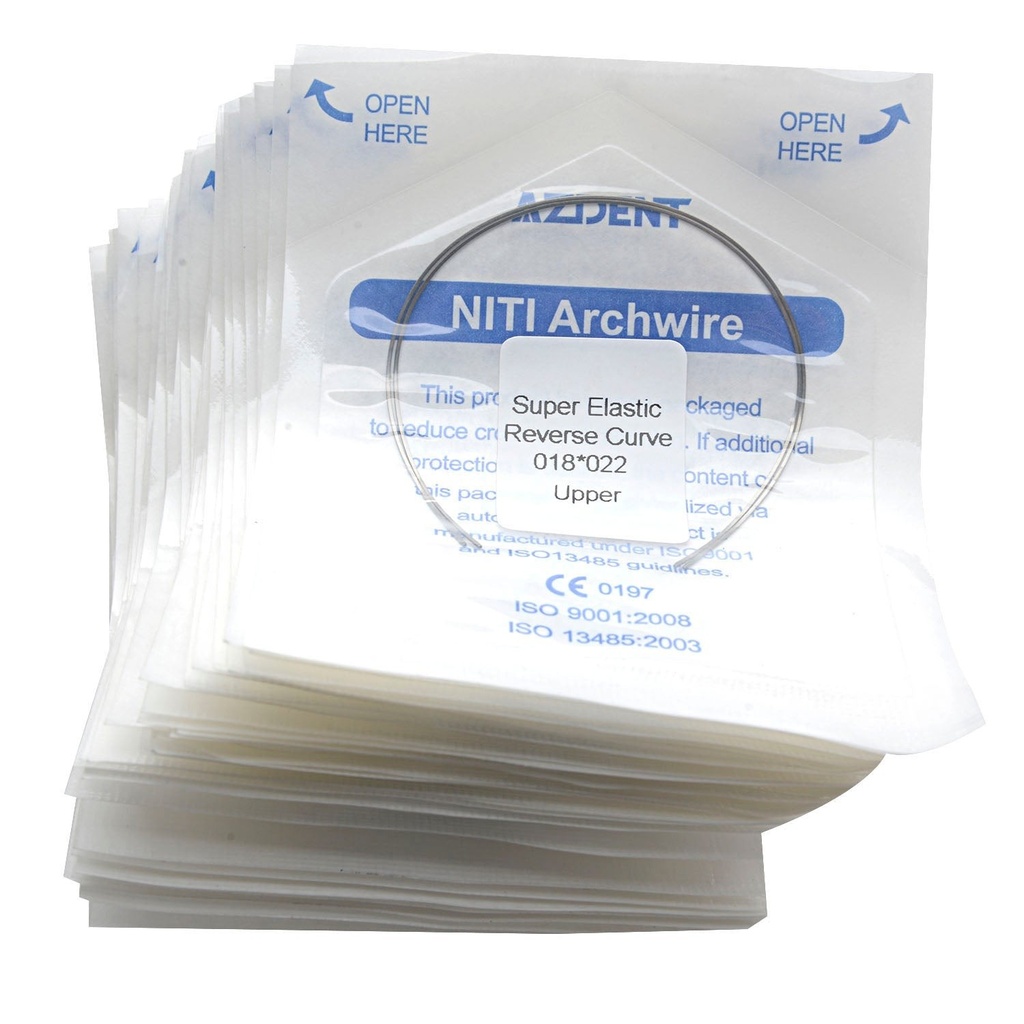 Archwire Niti Reverse Curve Rectangular 0.018 x 0.022 Upper 2pcs/Pack (Rectangular / 0.018 x 0.022 Upper / 10 Packs (20 wires))