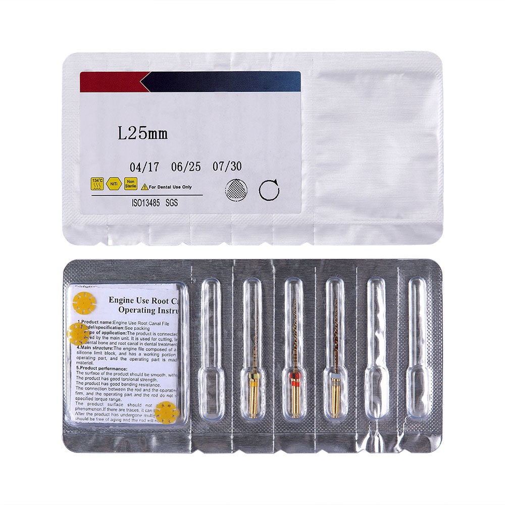 Dental NiTi Rotary Engine Files Assorted X1-X3 25mm 3pcs/Pack (Rotary NiTi / Assorted X1-X3 25mm / 1 Pack)