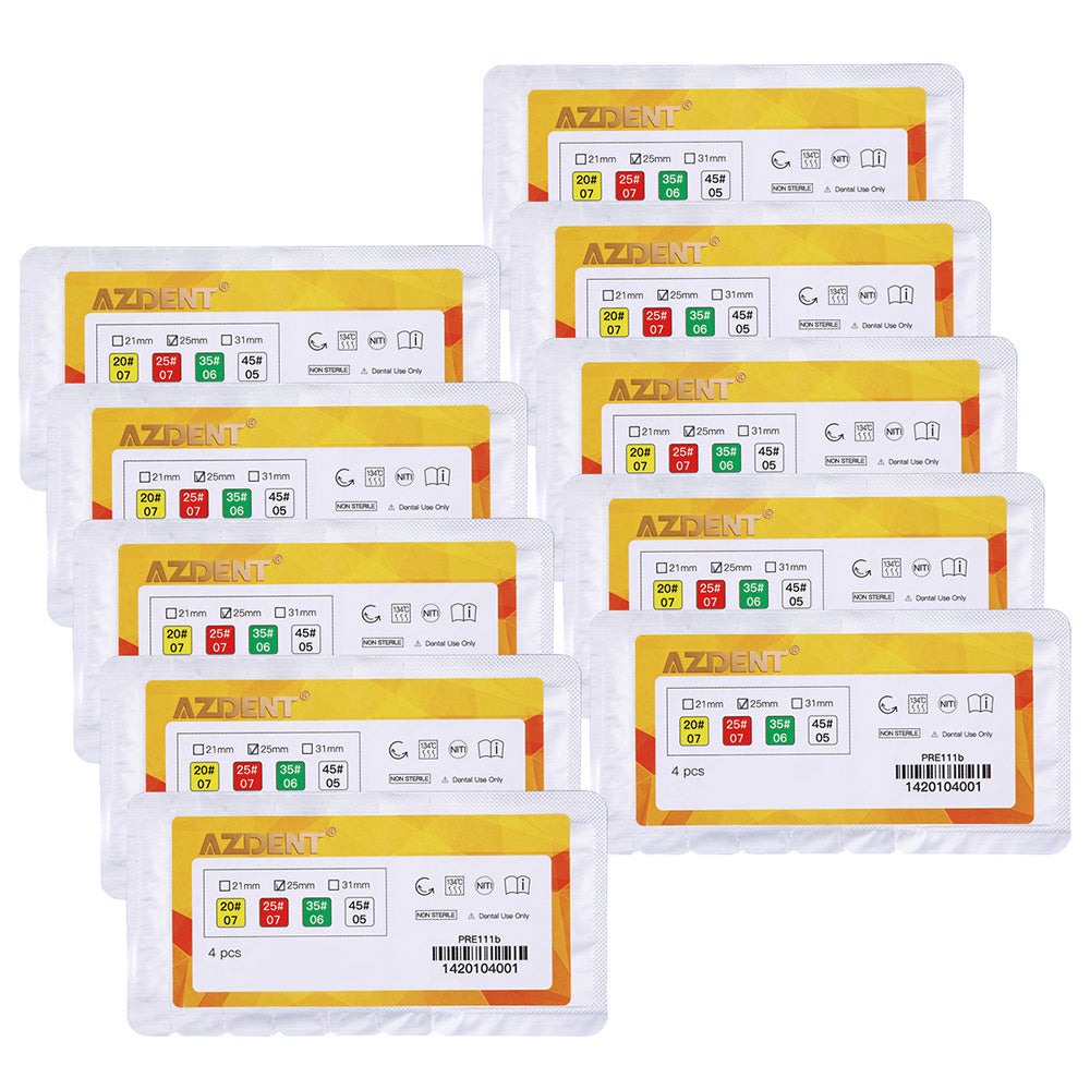 Dental Niti Rotary Engine Files Reciprocating Root Canal 25mm 4Pcs/Pack (Rotary NiTi / Small/Primary/Medium/Large 25mm / 1 Pack(4 PCS))