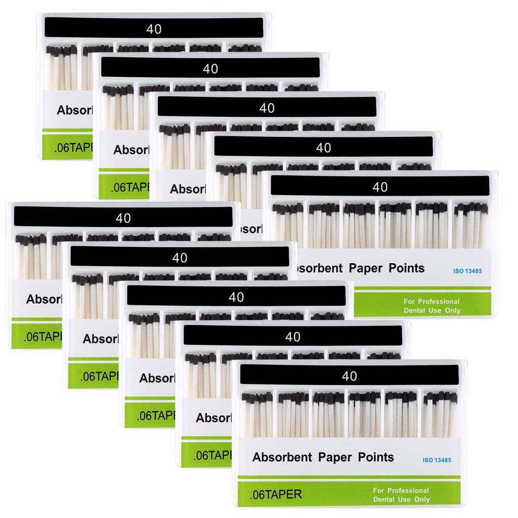 Absorbent Paper Points #40 Taper Size 0.06 Color Coded 100/Box (0.06 / #40 / 1 Box)
