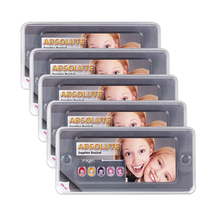 Dental Ceramic Bracket Monocrystalline Sapphire MBT .022 Hooks on 345 20pcs/Box (MBT .022 / Hooks 3-4-5 / 1 Box)