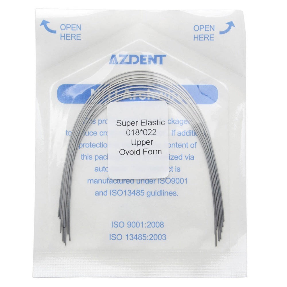 Archwire Niti Super Elastic Ovoid Rectangular 0.018 x 0.022 Upper 10pcs/Pack (Ovoid Rectangular / 0.018 x 0.022 Upper / 10 Packs (100 wires))