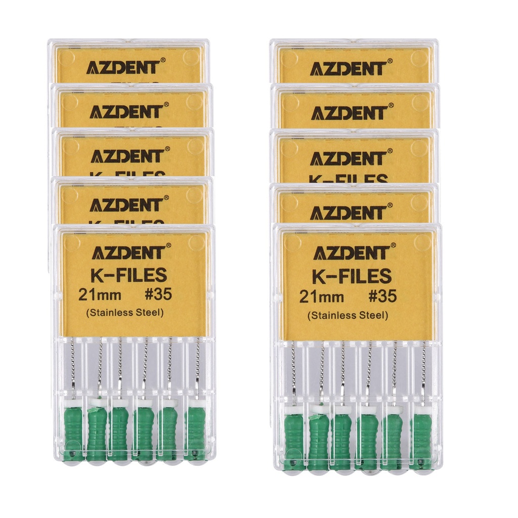 Dental Hand K-Files Stainless Steel Root Canal 21mm #35 6pcs/Box