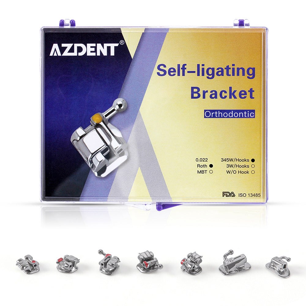 Dental Self-Ligating Brackets Passive Roth .022 Hooks on 345 With Buccal Tube 28pcs/Box