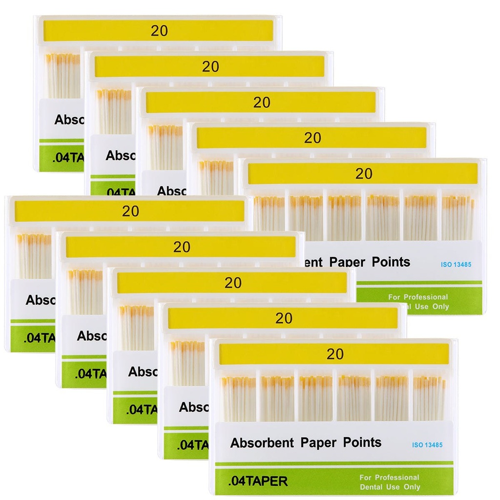 Absorbent Paper Points #20 Taper Size 0.04 Color Coded 100/Box (0.04 / #20 / 1 BOX)